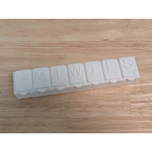 Generic White Weekly Pill Minder Medication Organizer Sunday - Saturday Braille